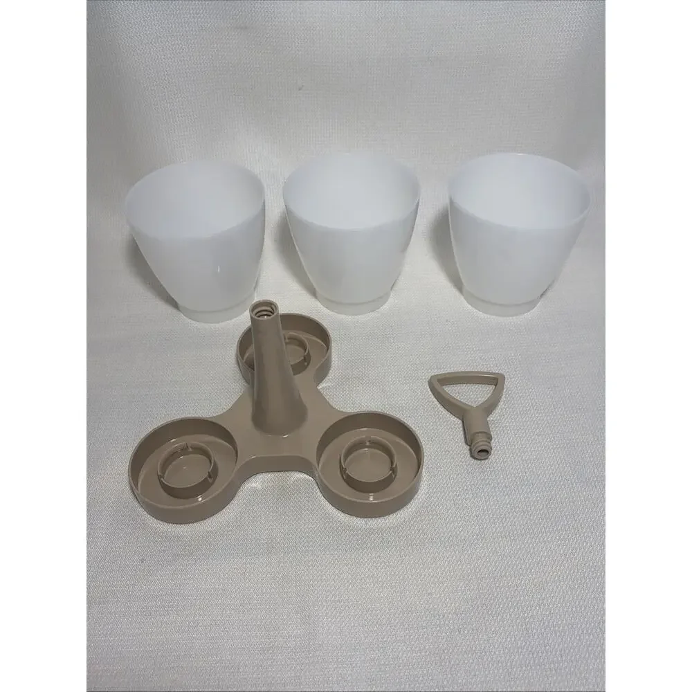 Vintage Tupperware 757-1 Caddy Server No Lids or Spoons White Tan Plastic